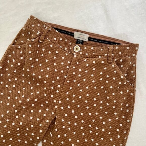 Anthropologie The Essential Slim Pants - Cedar Brown with Polka Dots Sz 4 - Picture 5 of 5